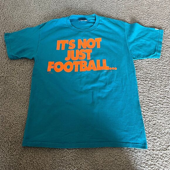 VTG 1995 Miami Dolphins It’s Not Just Football Shirt Nutmeg‎ Lee Mens Size Large - Picture 2 of 9